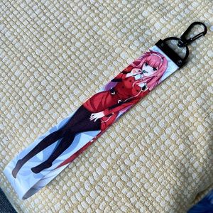 Handmade Anime Darling Franxx Zero Two Wristlet Lanyard Keychain